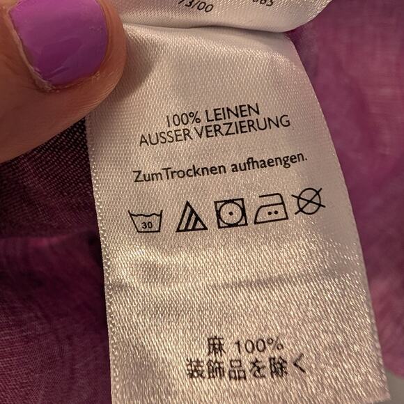 Eddie Bauer Linen Blouse Kaftan Tunic Embroidered Lagenlook Coastal - Size XLT - Picture 8 of 8